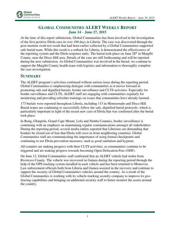 ALERT Weekly Report – June 30, 2015