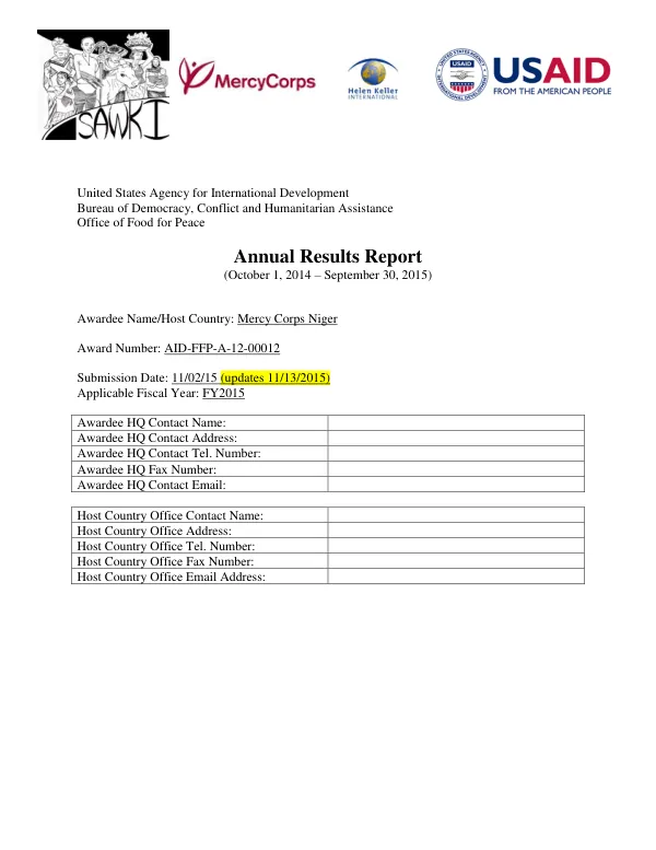 Annual Results Report: Sawki DFAP Program Year 3/FY2015