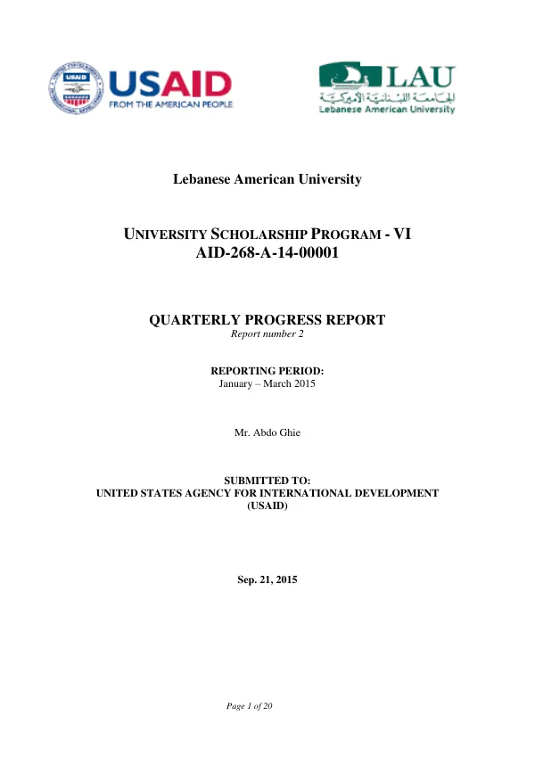 UNIVERSITY SCHOLARSHIP PROGRAM - VI