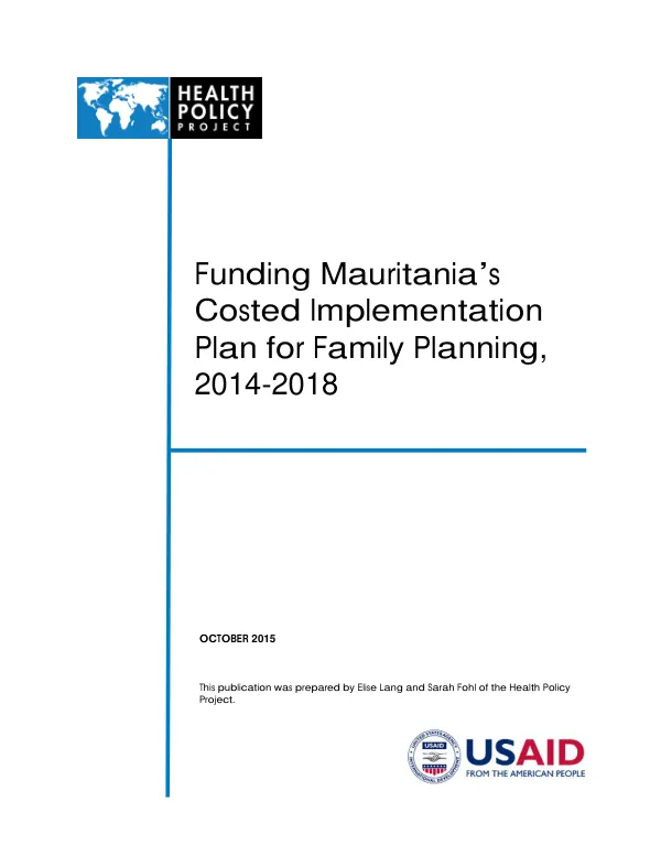 Funding Mauritania’s Costed Implementation Plan for Family Planning, 2014-2018
