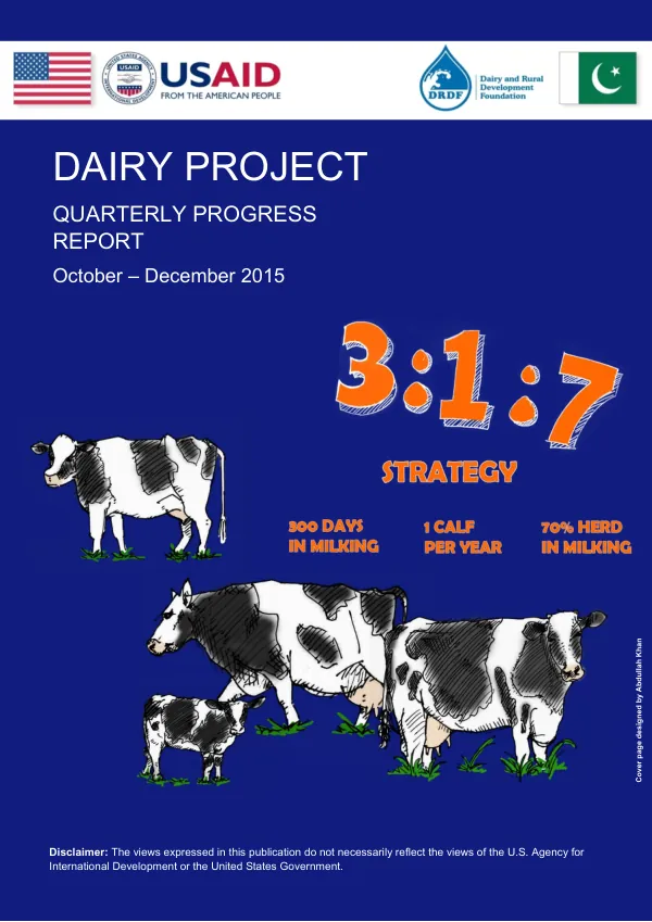 Quarterly Progress Report: Dairy Project