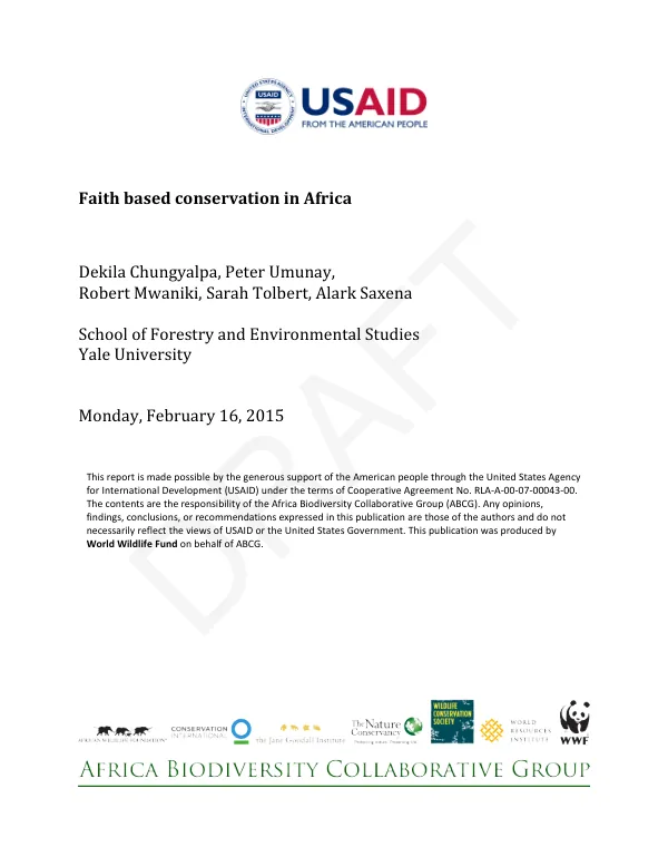 Faith based conservation in Africa