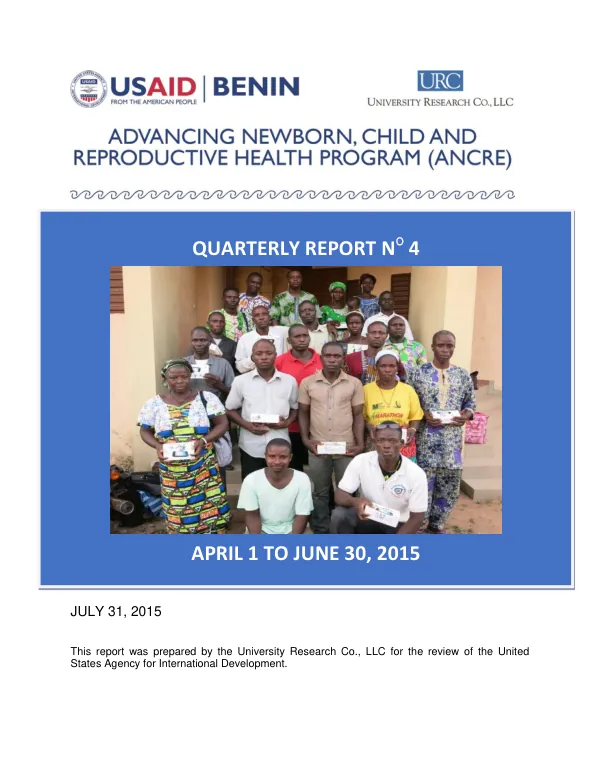 Quarterly Report No 4: April 1 – June 30, 2015