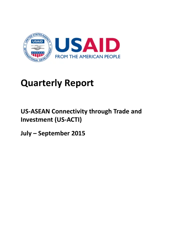 Quarterly Report: US-ASEAN Connectivity through Trade and Investment (US-ACTI)