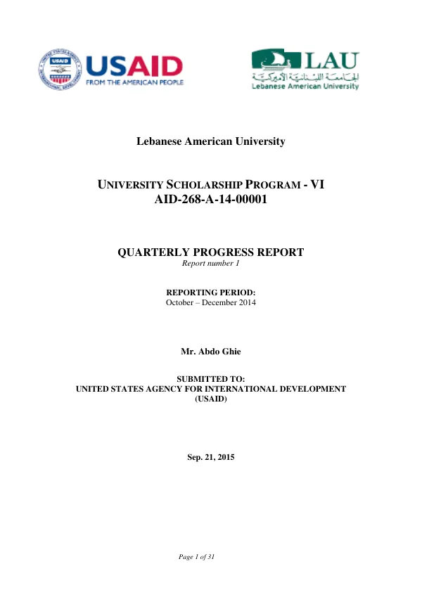 UNIVERSITY SCHOLARSHIP PROGRAM - VI