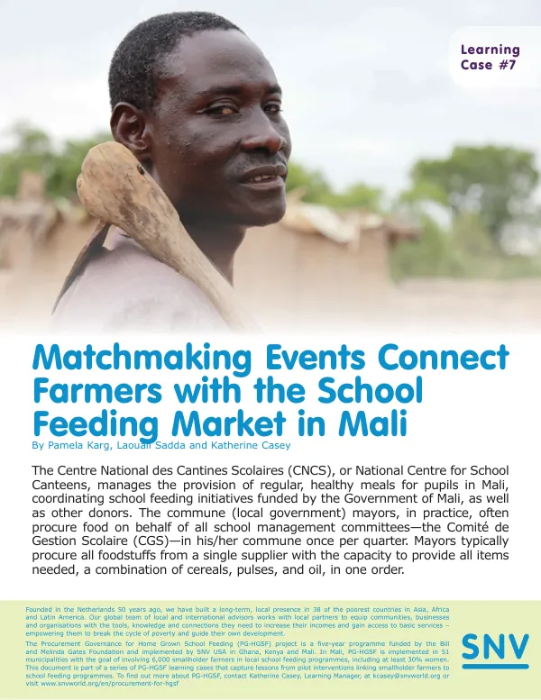 Matchmaking Events Connect Farmers with the School Feeding Market in Mali