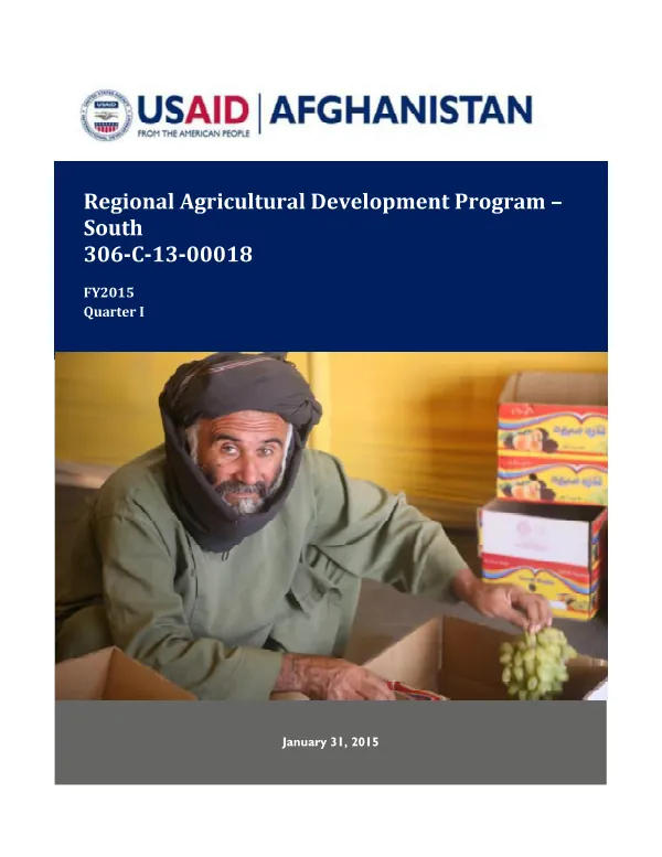 Regional Agricultural Development Program-South (RADP-S) Quarterly Report FY2015 Q1