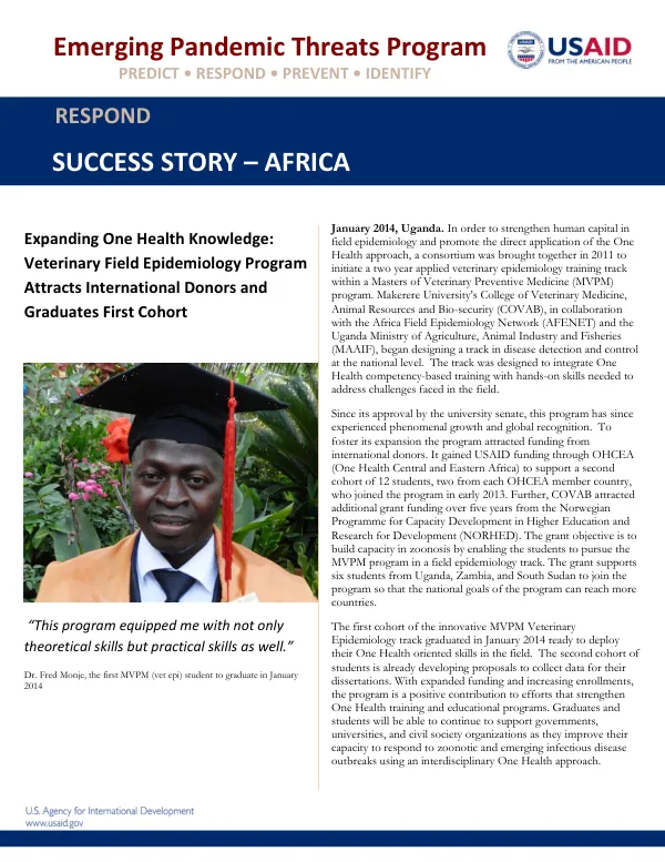 Emerging Pandemic Threats Program: Expanding One Health Knowledge: Veterinary Field Epidemiology Program