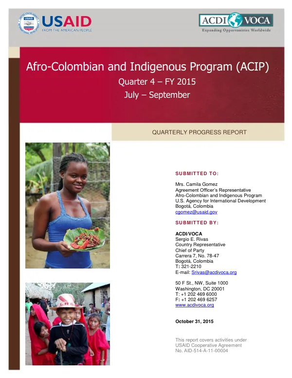 ACIP Quarterly Report July – September 2015