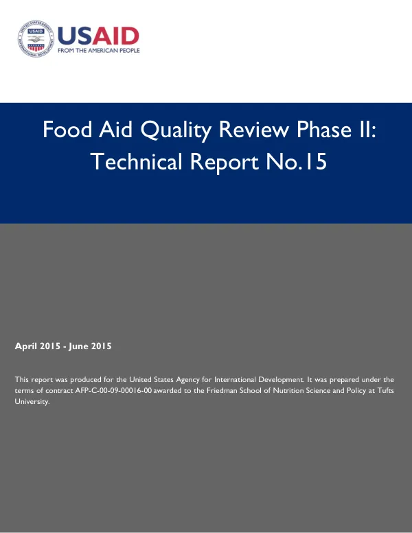 Food Aid Quality Review Phase II: Technical Report No.15