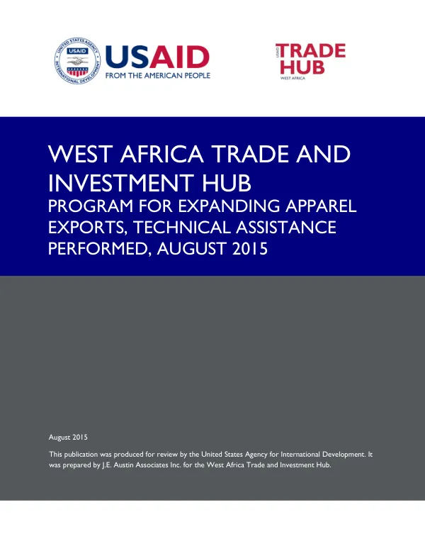 Program for Expanding Apparel Exports, Technical Assistance Performed, August 2015