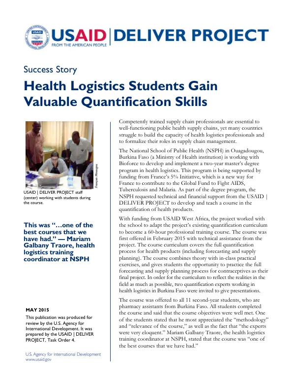 Health Logistics Students Gain Valuable Quantification Skills