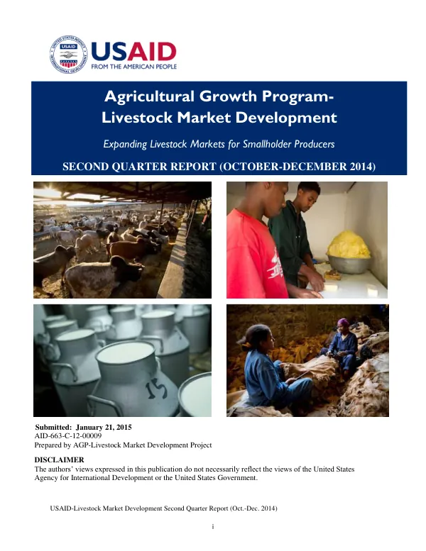 USAID-Livestock Market Development Second Quarter Report (Oct.-Dec. 2014)