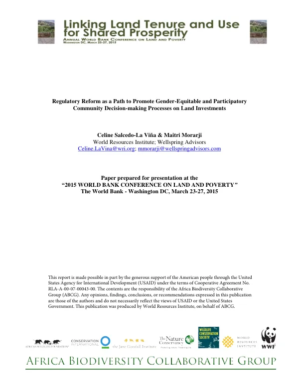 Regulatory Reform as a Path to Promote Gender-Equitable and Participatory Community Decision-making Processes on Land Investments