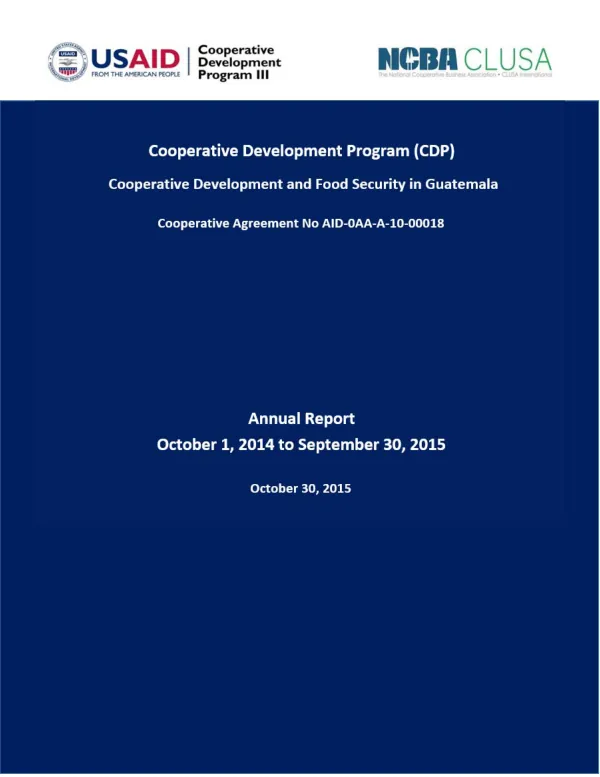 Annual Report (October 1, 2014-September 30, 2015) NCBA CLUSA CDP III Guatemala