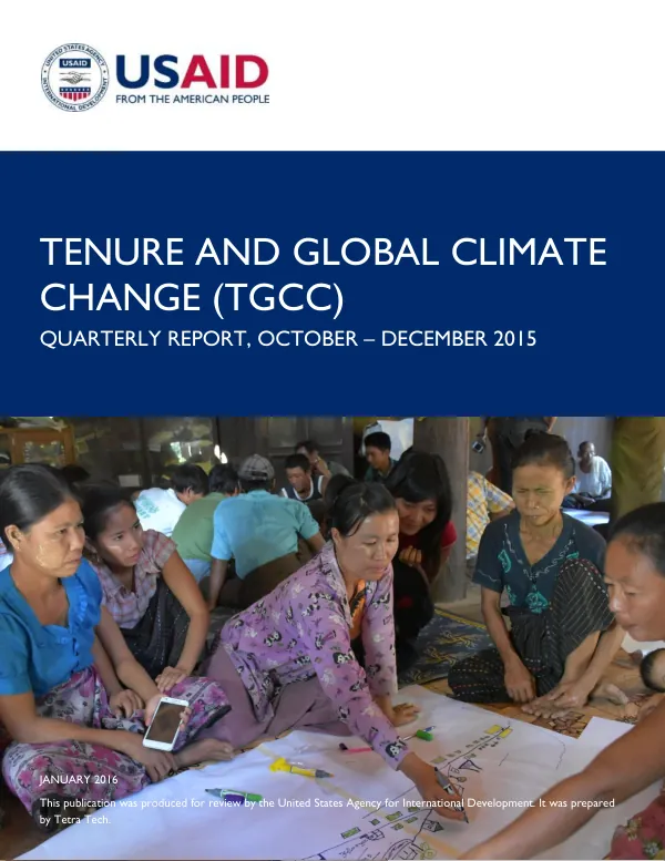 Tenure and Global Climate Change (TGCC) Quarterly Report, October – December 2015
