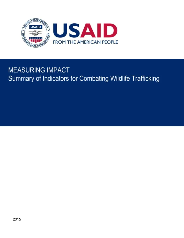 Measuring Impact: Summary of Indicators for Combating Wildlife Trafficking