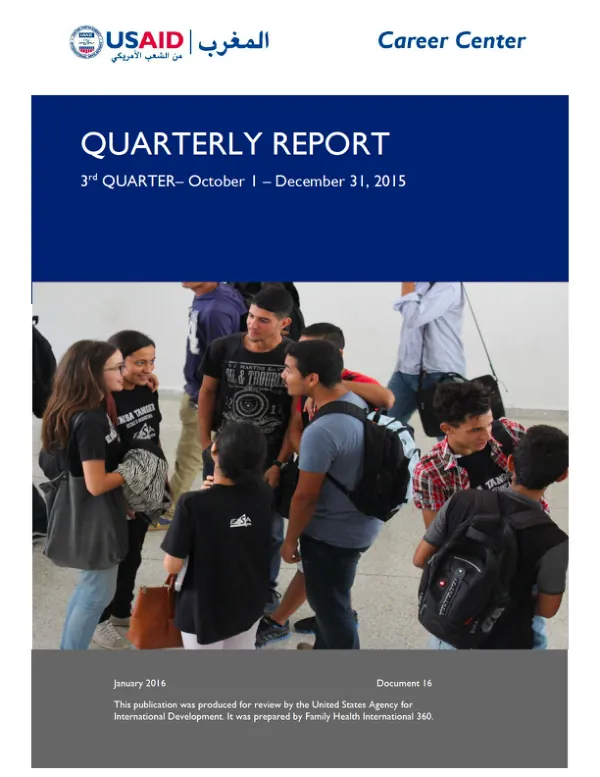 USAID Career Center Quarterly Report (October 1 – December 31, 2015)
