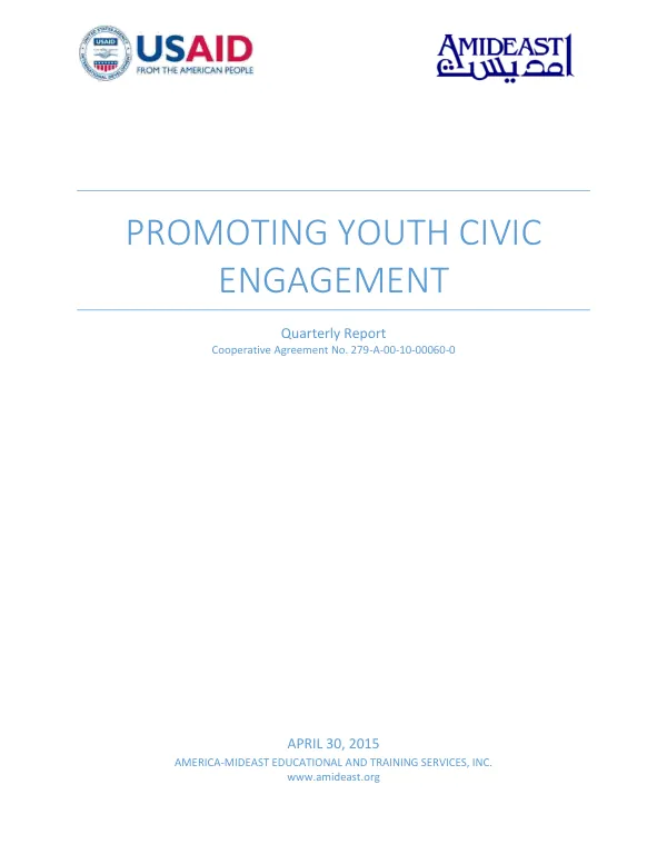 Promoting Youth Civic Engagement: Quarterly Report