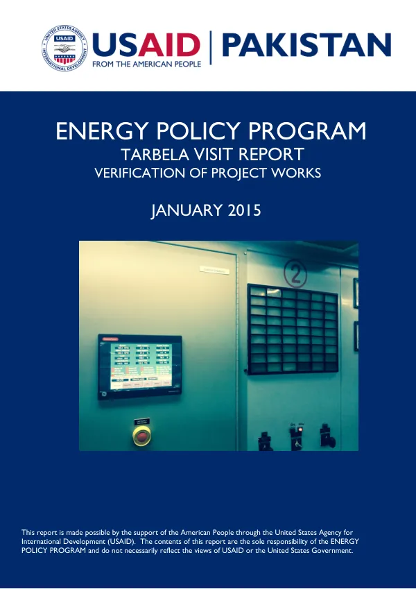 Tarbela Visit Report for the verification of projects works completed