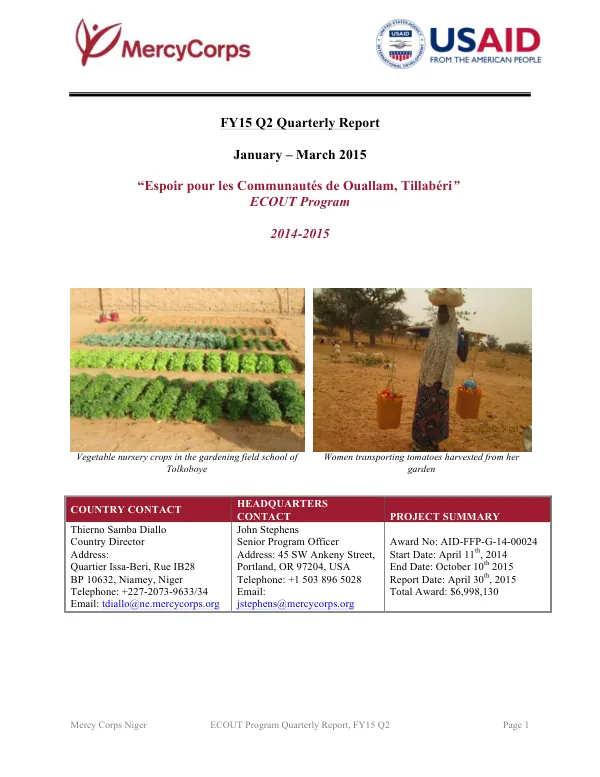 MC Niger_ECOUT FY15 QR2 Jan-March 2015