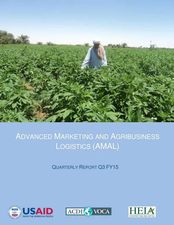 Advanced Marketing and Agribusiness Logistics (AMAL) Quarterly Report Q3 FY15
