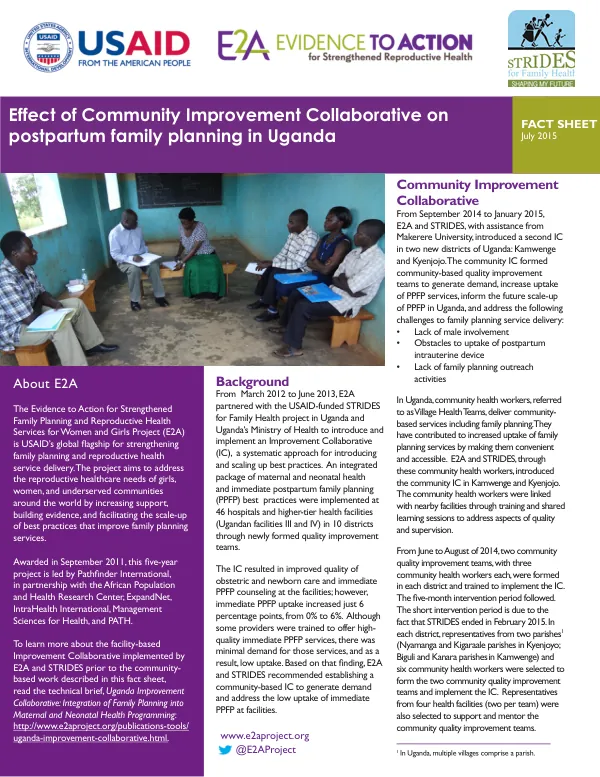Effect of Community Improvement Collaborative on postpartum family planning in Uganda
