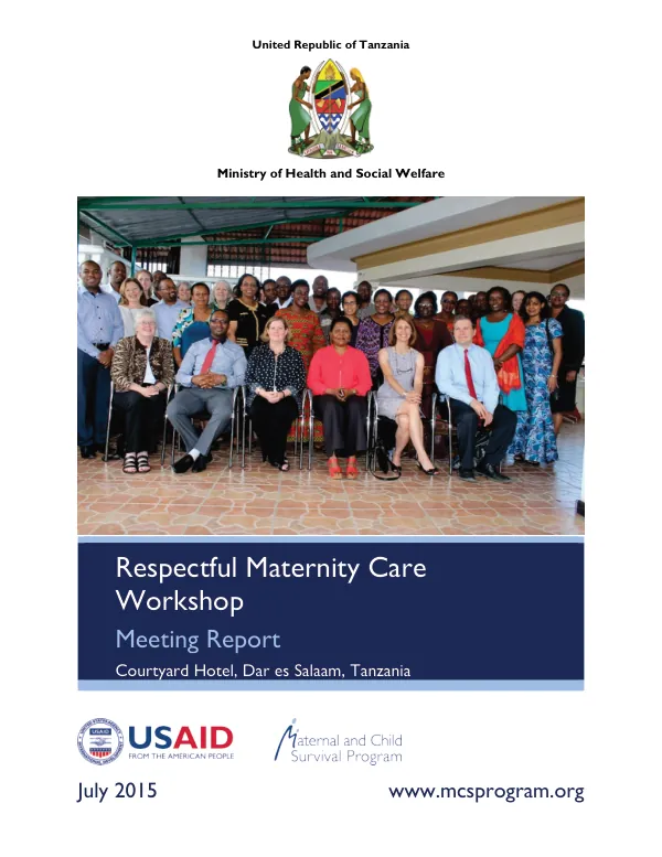 Respectful Maternity Care Workshop Meeting Report