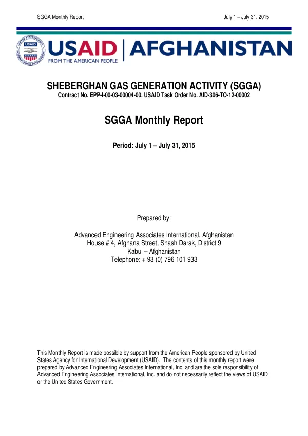 SGGA Monthly Report July 1 – July 31, 2015