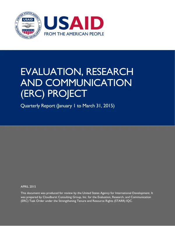 Evaluation, Research and Communication (ERC) Project Quarterly Report: January 1 to March 31, 2015