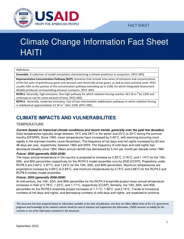 Climate Change Information Fact Sheet: Haiti