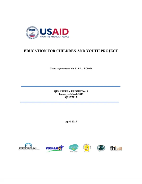 Quarterly Report No. 9: Education for Children and Youth Project