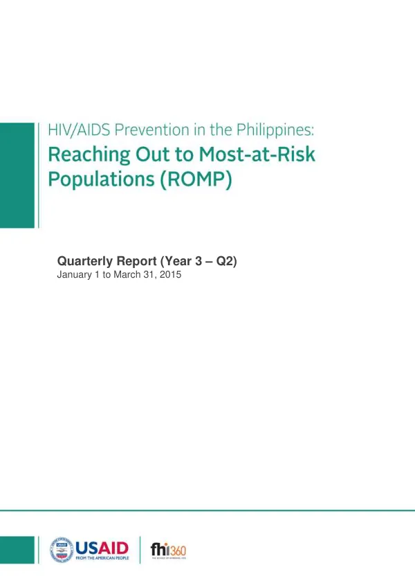 Year 2 Report: HIV/AIDS Prevention in the Philippines: Reaching Out to Most-at-Risk Populations (ROMP) Project