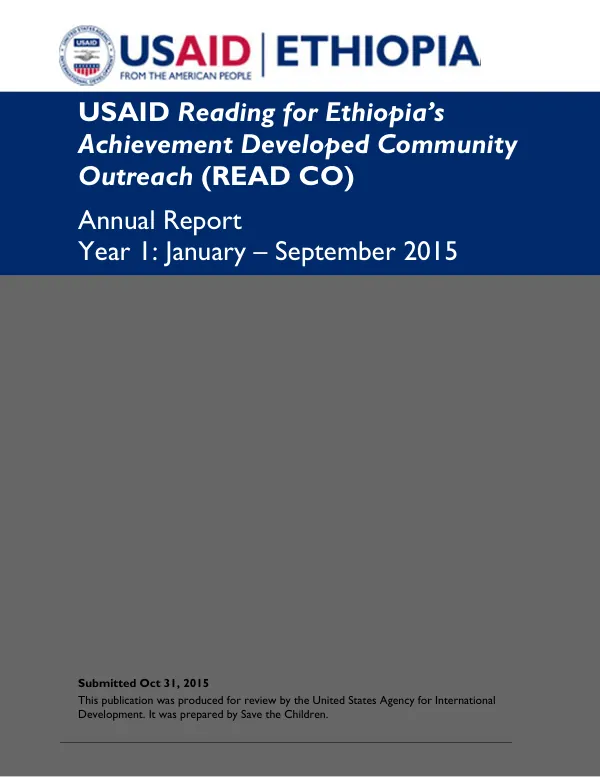 USAID READ Community Outreach (READ CO) Quarterly Report Year 1: January – September 2015
