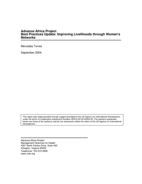 Improving livelihoods through women"s networks