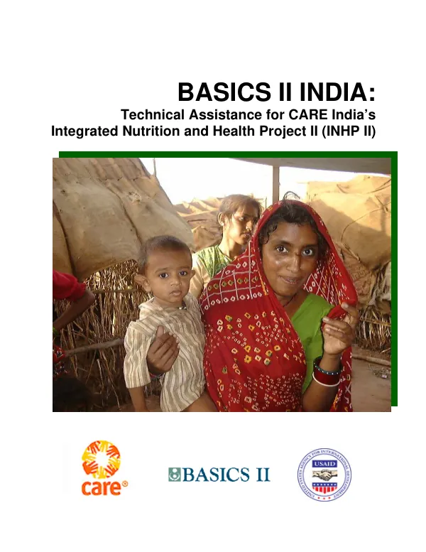 BASICS II India : technical assistance for CARE India"s integrated nutrition and health project II (INHP II)