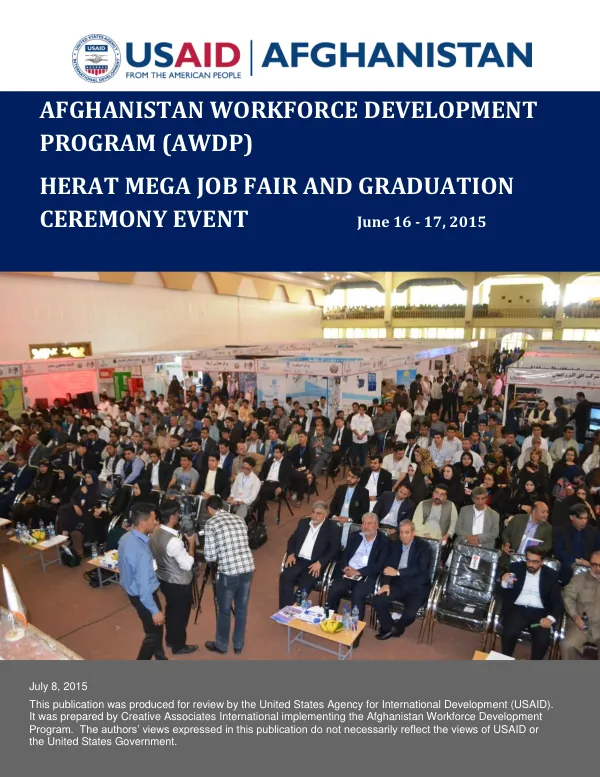 Afghanistan Workforce Development Program (AWDP) Herat Mega Job Fair and Graduation Ceremony Event