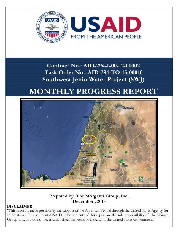 Monthly Progress Report No. 2: Southwest Jenin Water Project