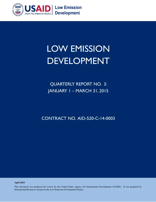 Low Emission Report: Quarterly Report No. 3