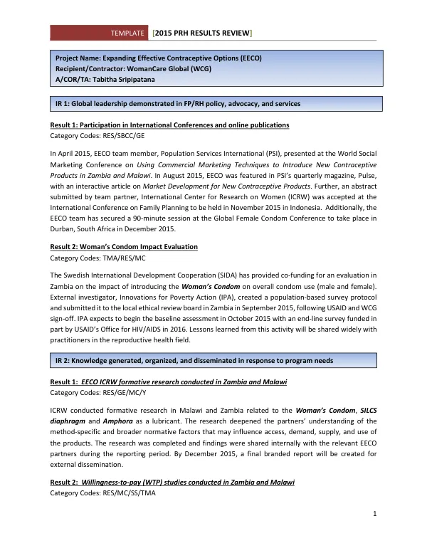 2015 PRH RESULTS REVIEW
