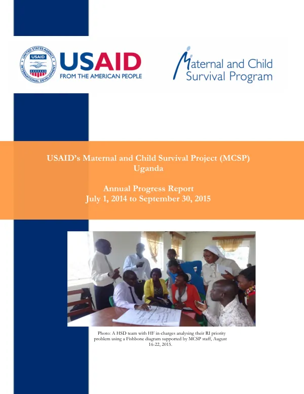 Annual Progress Report: USAID’s Maternal and Child Survival Program (MCSP) in Uganda