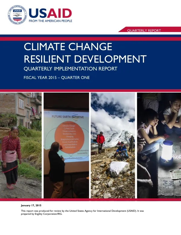 Climate Change Resilient Development Quarterly Implementation Report Fiscal Year 2015 – Quarter One