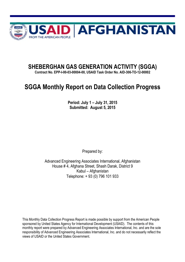 SGGA Monthly Report on Data Collection Progress