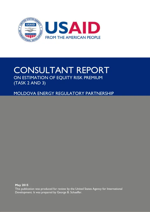 Consultant Report on Estimation of Equity Risk Premium (TASK 2 AND 3)