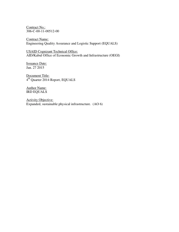 4th Quarter 2014 Report, EQUALS