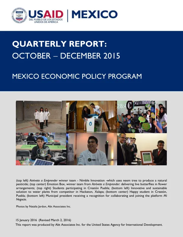 MEPP Quarterly Report October-December 2015