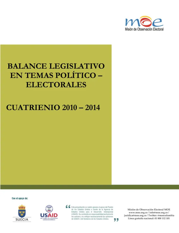 Balance Legislativo en Temas Político – Electorales Cuatrienio 2010 – 2014