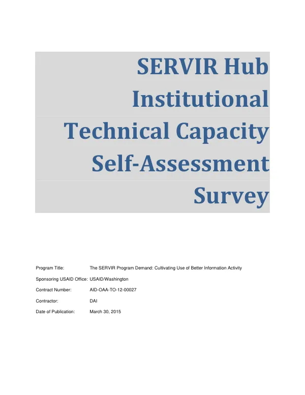 SERVIR Hub Technical Capacity Assessment For Cut