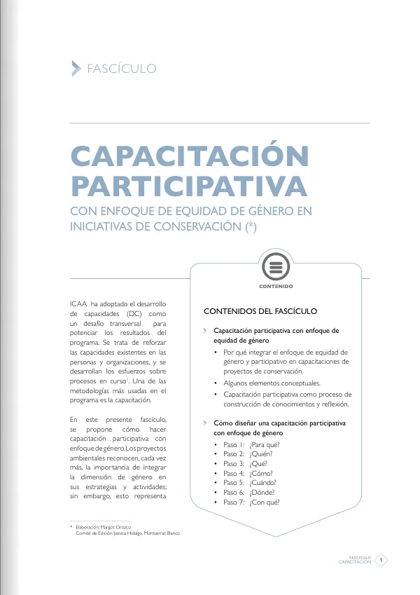 Capacitación Participativa con Enfoque de Equidad de Género en Iniciativas de Conservación