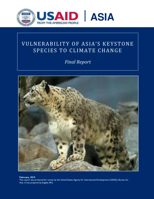 Vulnerability of Asia’s Keystone Species to Climate Change: Final Report